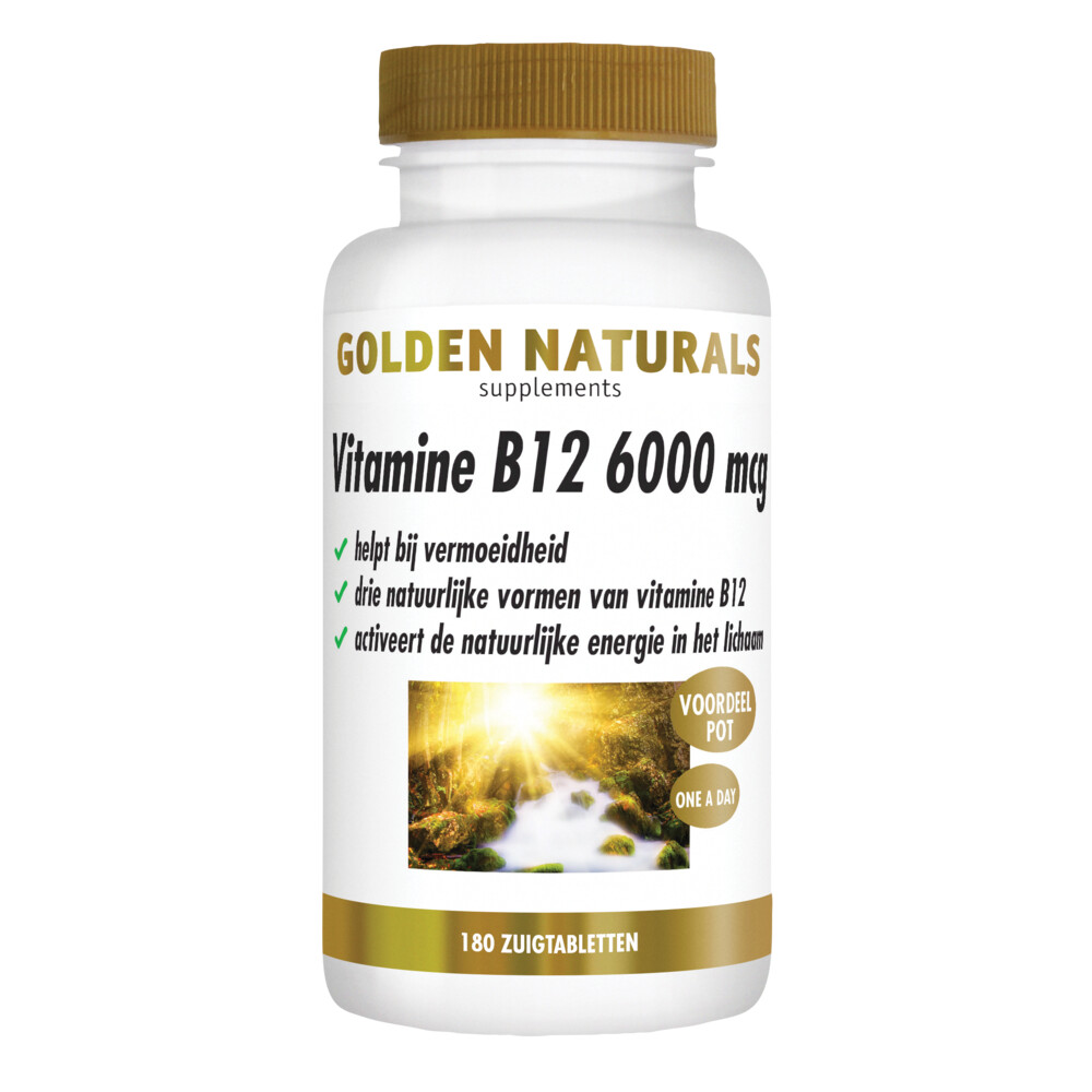 Golden Naturals Vitamine B12 6000mcg Vegan 180 zuigtabletten