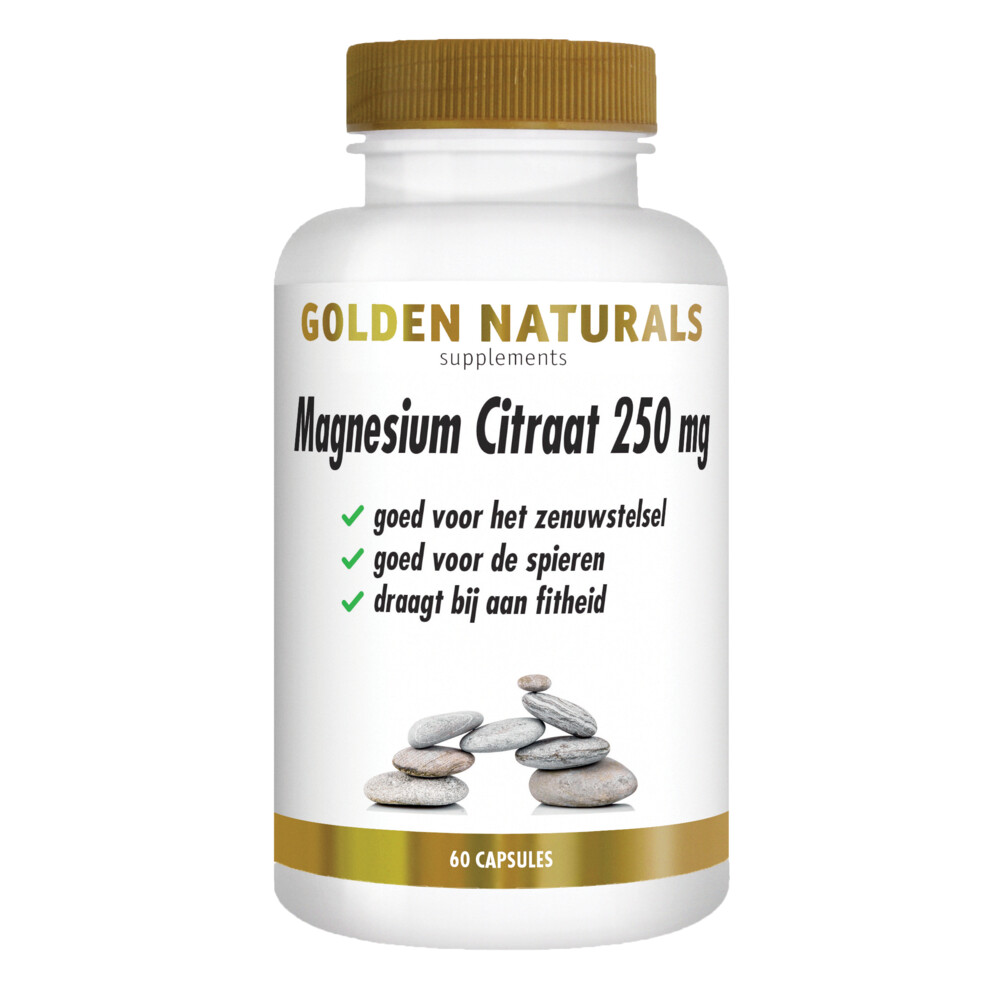 Gratis Verzending: 2x Golden Naturals Magnesium Citraat 250mg 60 vegacapsules