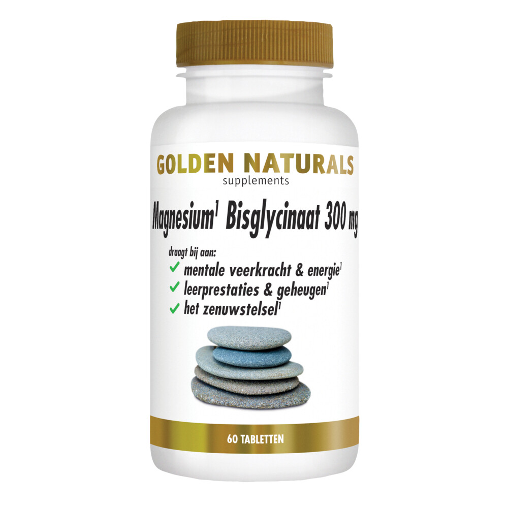 Gratis Verzending: 2x Golden Naturals Magnesium Bisglycinaat 300mg Vegan 60 tabletten