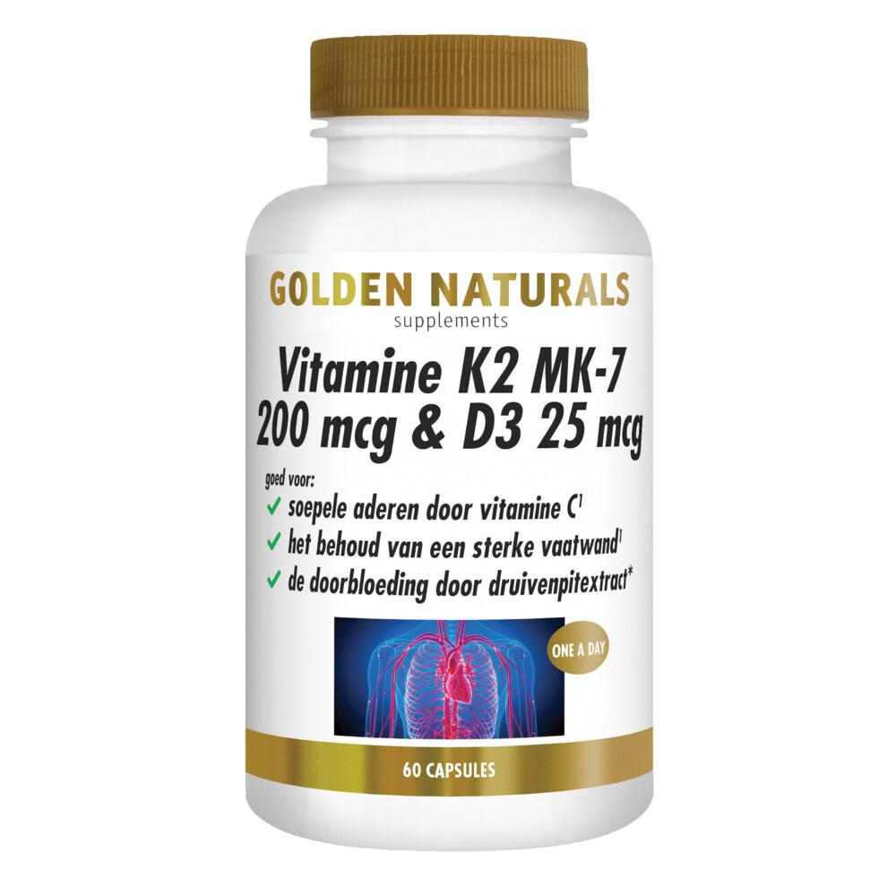 Golden Naturals Vitamine K2 200 mcg & D3 25 mcg 60vc