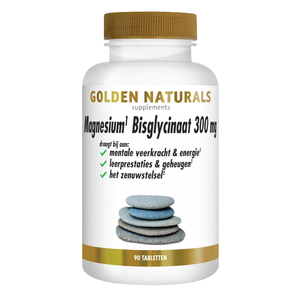 Gratis Verzending: 2x Golden Naturals Magnesium Bisglycinaat 300mg Vegan 90 tabletten