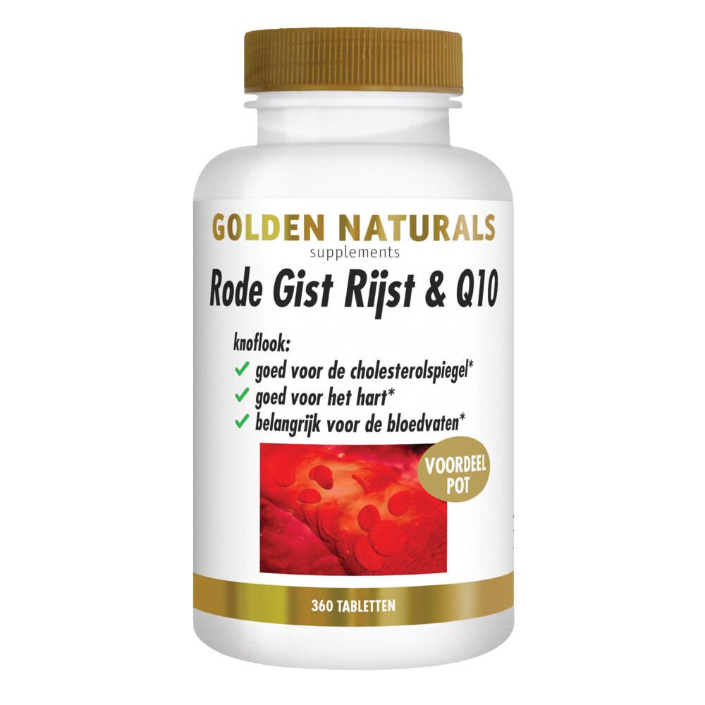 Golden Naturals Rode Gist Rijst&Q10 Vegan 360 tabletten