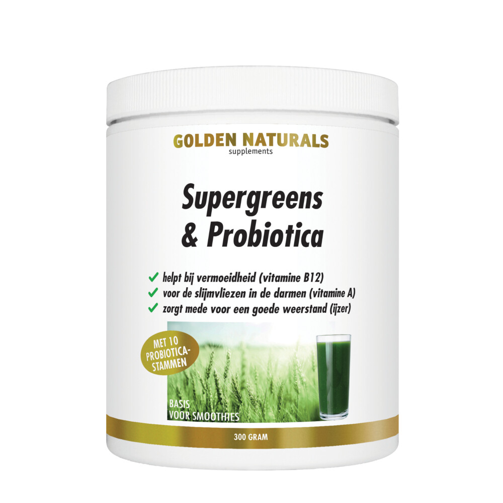 Golden Naturals Supergreens&Probiotica Poeder 300 gr