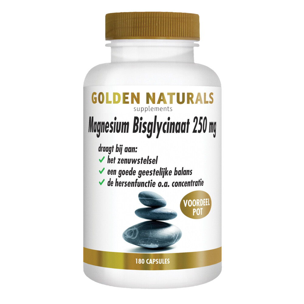 Golden Naturals Magnesium Bisglycinaat 250mg 180 vegacapsules