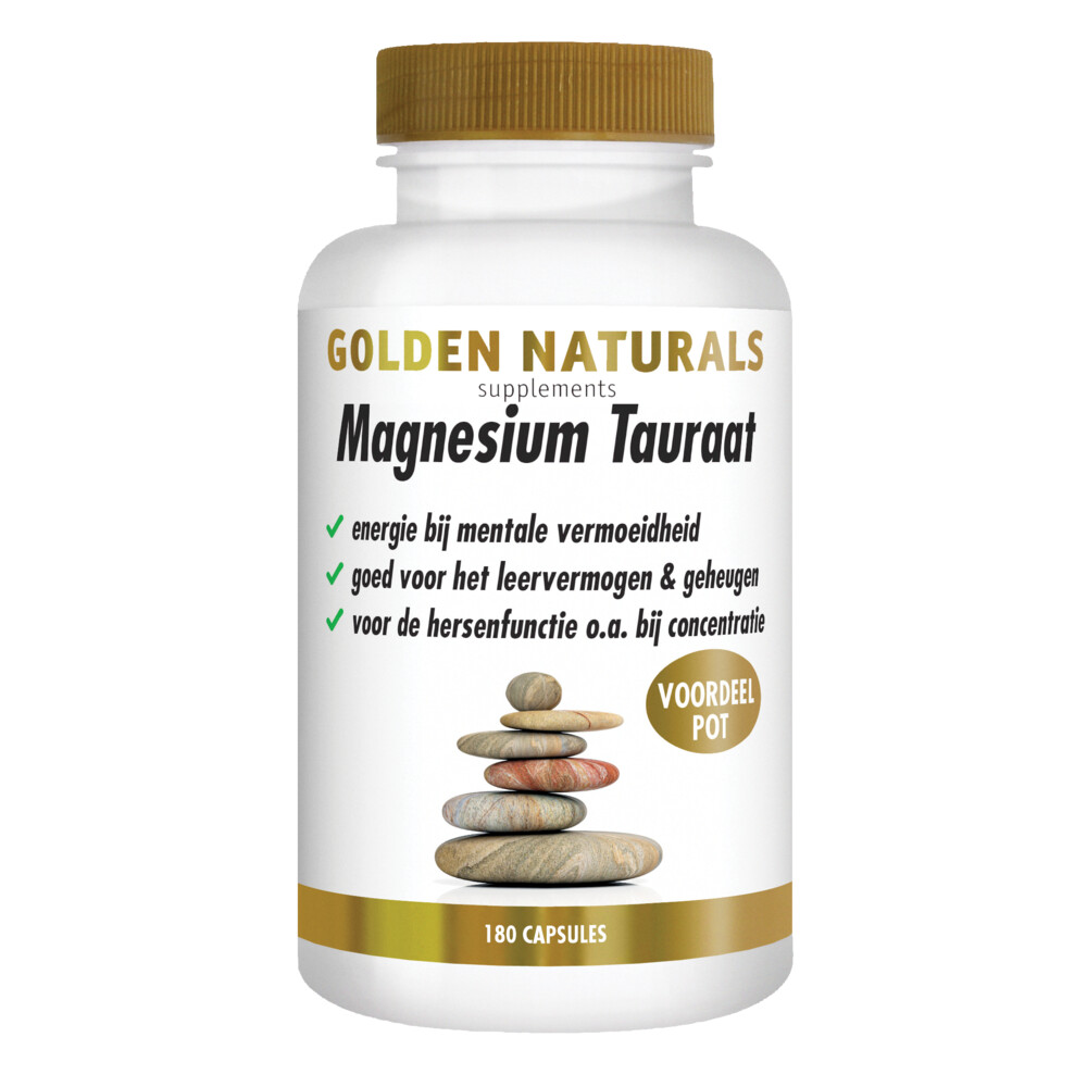 Gratis Verzending: Golden Naturals Magnesium Tauraat 180 vegacapsules