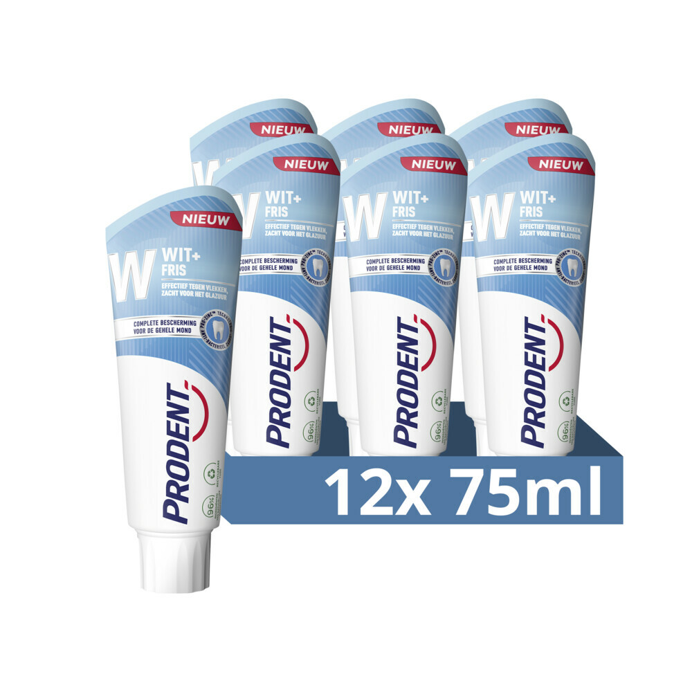 12x Prodent Tandpasta Wit + Fris 75 ml