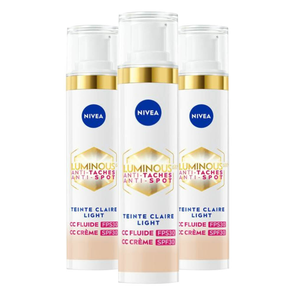 3x NIVEA Luminous630 CC Cream SPF 30 Light 40 ml