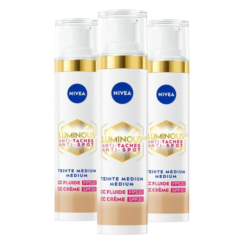 3x NIVEA Luminous630 CC Cream SPF 30 Medium 40 ml
