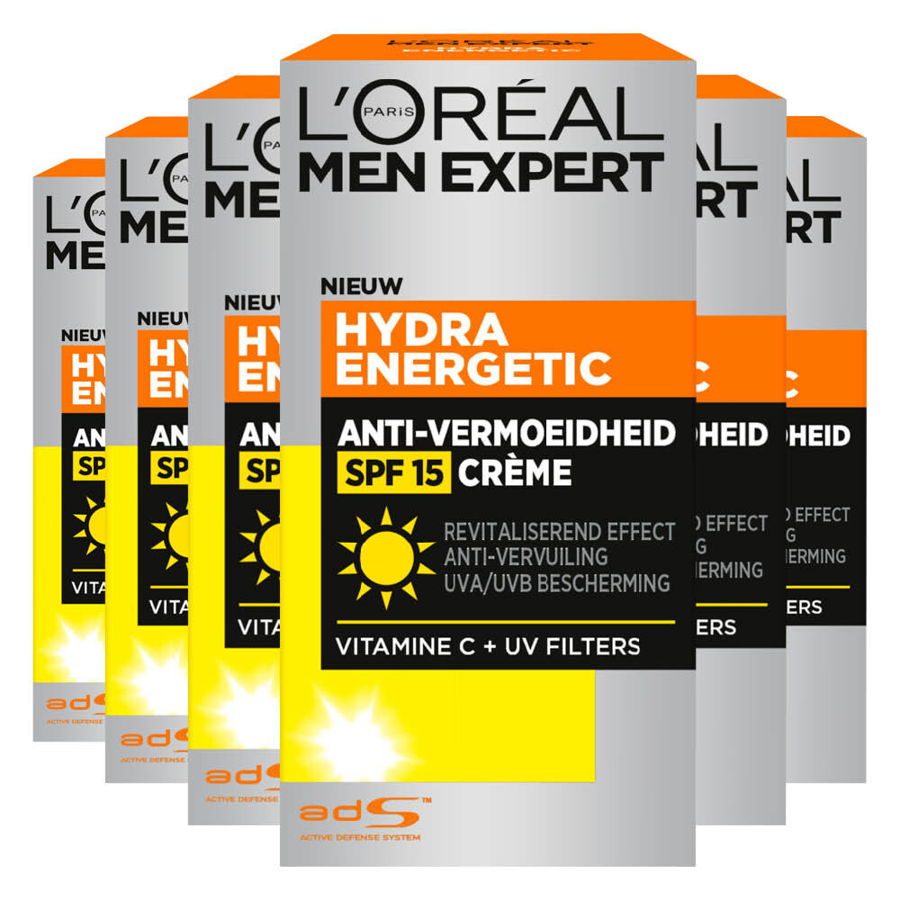 6x L'Oréal Men Expert Hydra Energetic SPF 15 Gezichtscrème 50 ml