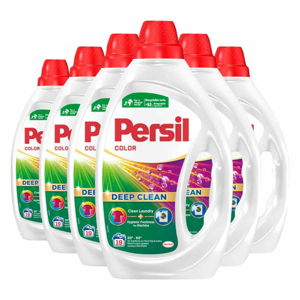 6x Persil Wasmiddel Gel Color 19 Wasbeurten Gekleurde was 855 ml