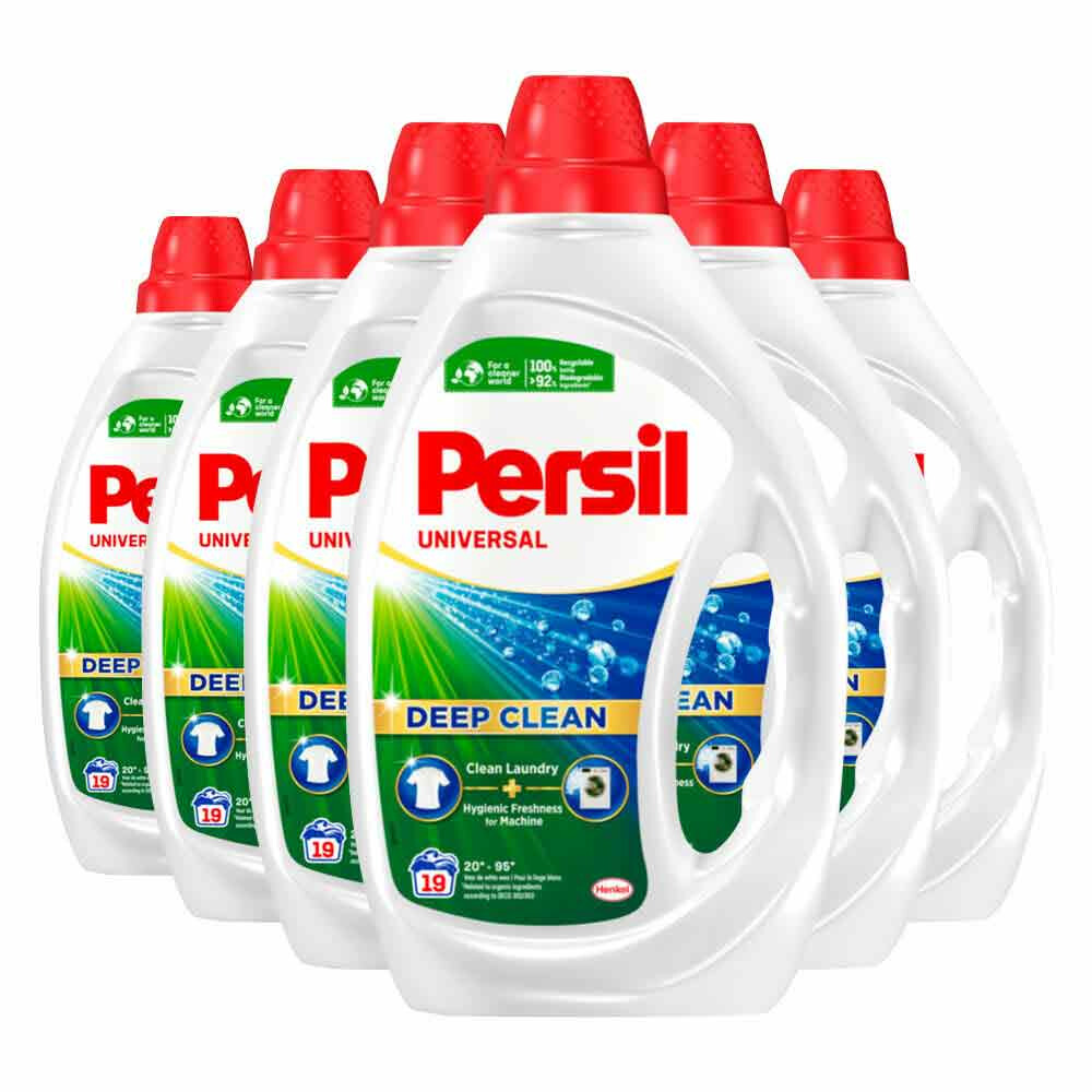 6x Persil Wasmiddel Gel 19 Wasbeurten Universal 855 ml