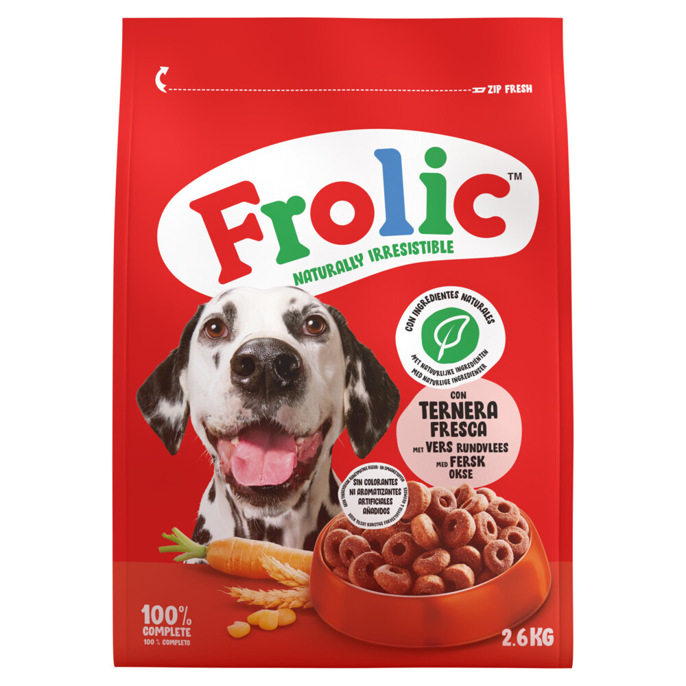 3x Frolic Hondenvoer Droog Rund 2,6 kg