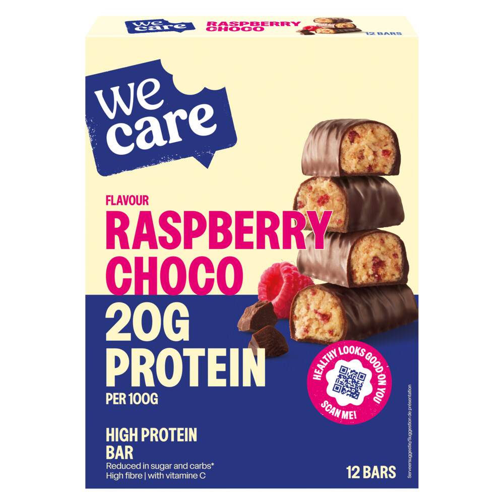 6x WeCare High protein Bars Choco Raspberry 372 gr