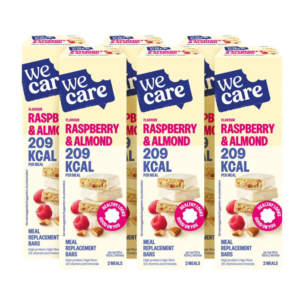 6x WeCare Meal Replacement Bars Raspberry Almond 116 gr