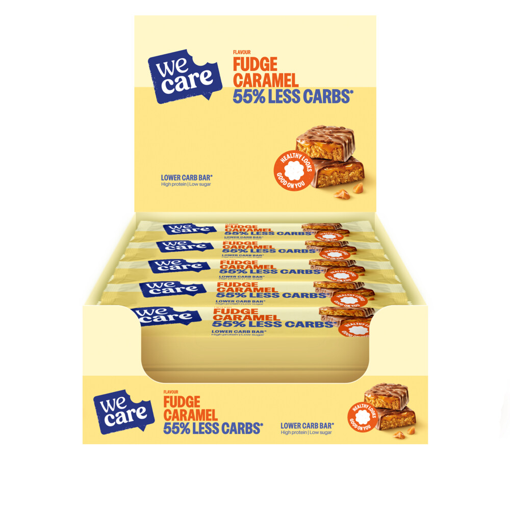 15x WeCare Lower Carb Bar Fudge Caramel 60 gr