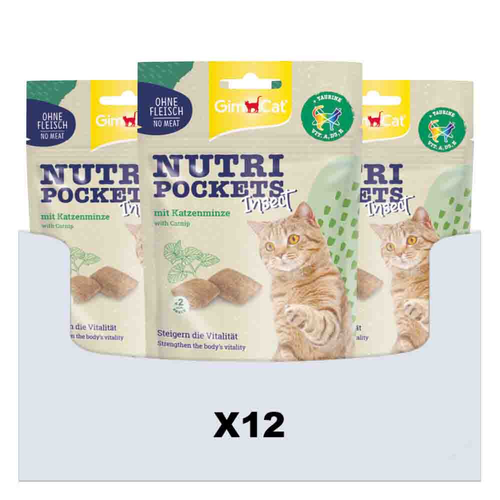 12x GimCat Nutri Pockets Insect & Catnip 60 gr