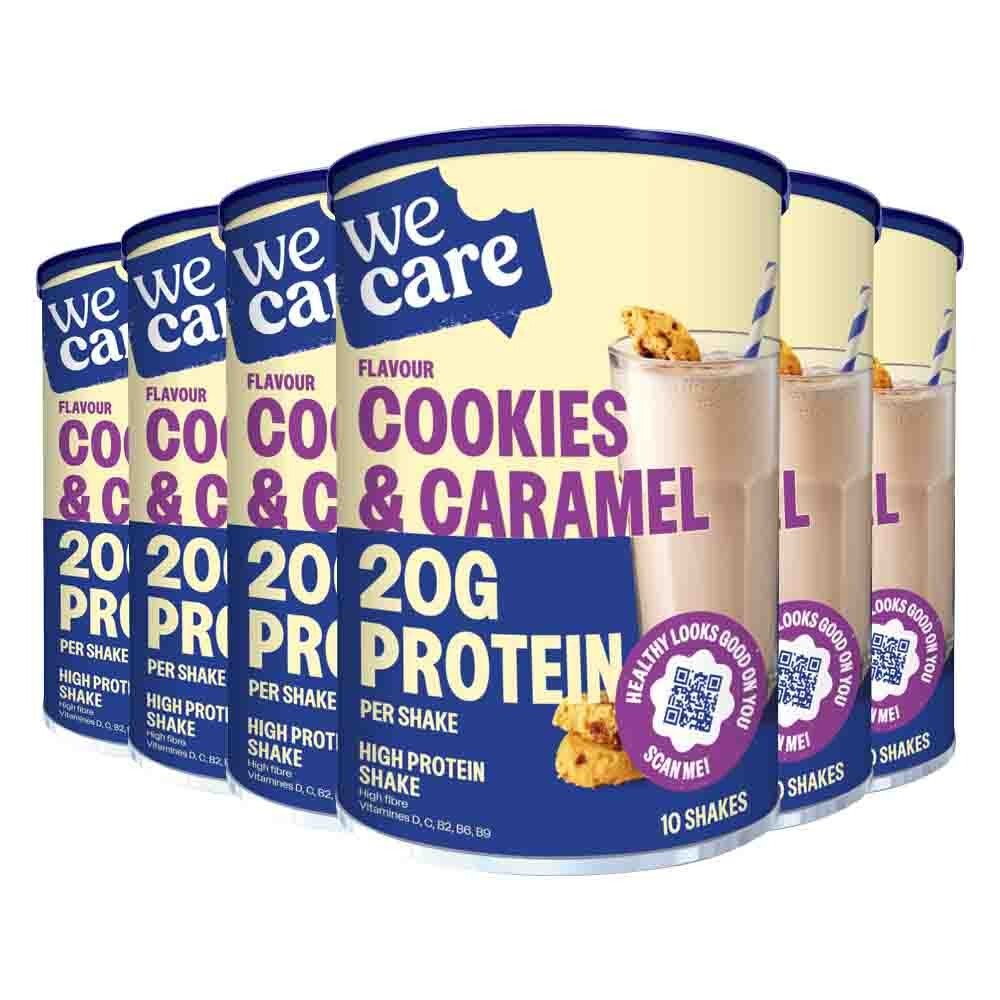 6x WeCare High protein Shake Cookies & Caramel 340 gr