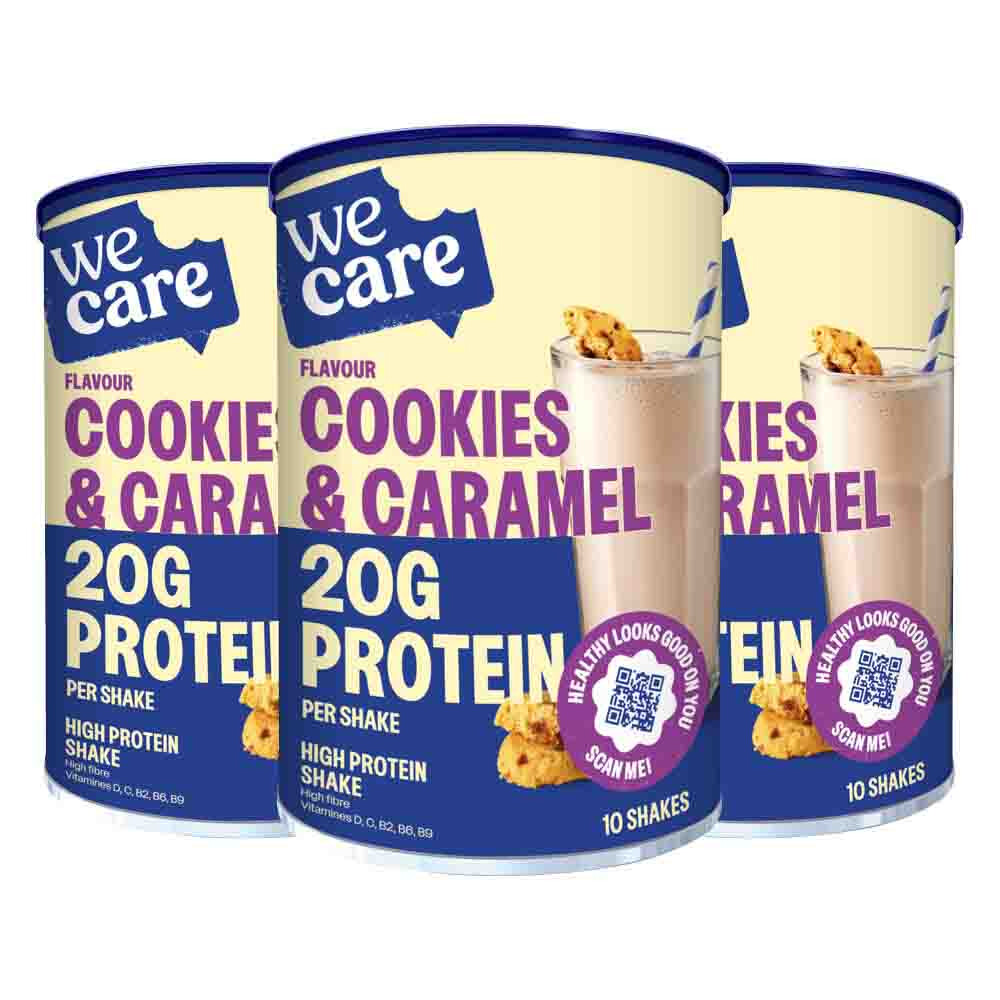 3x WeCare High protein Shake Cookies & Caramel 340 gr