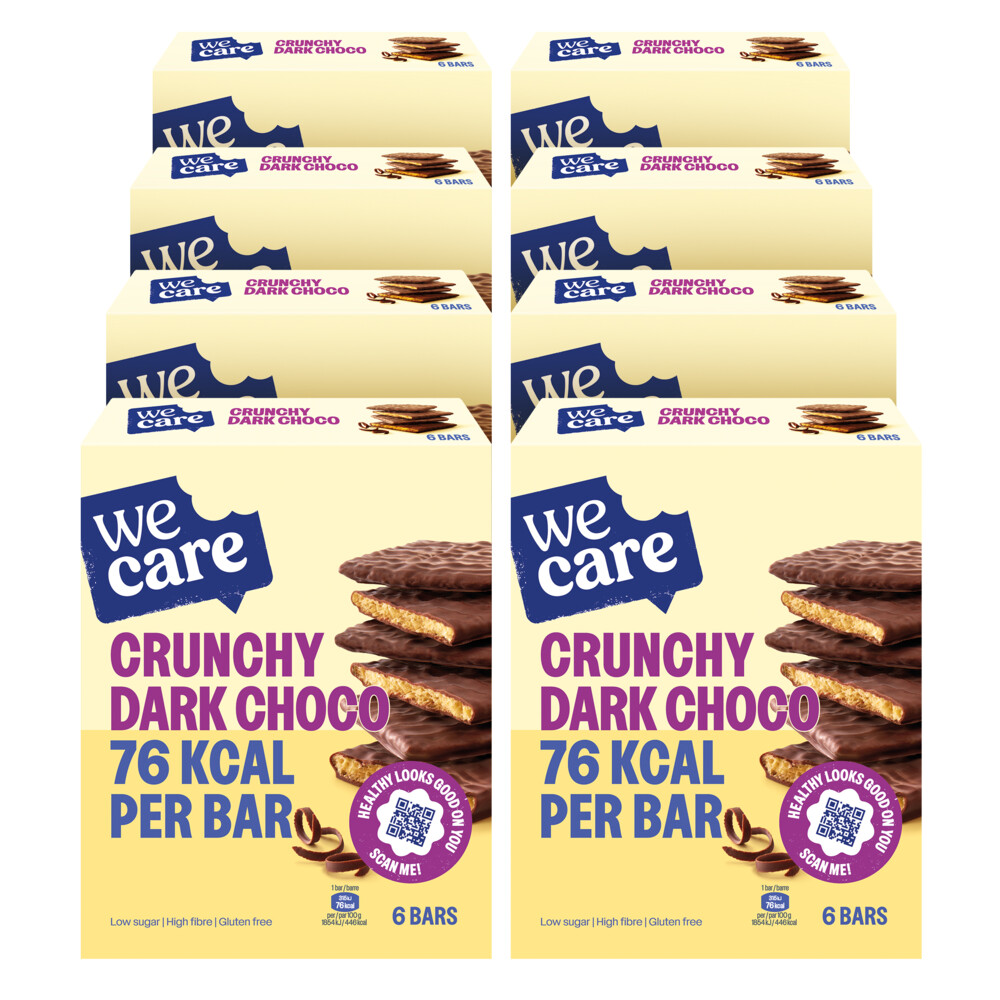 8x WeCare Bars Crunchy Dark Choco 102 gr