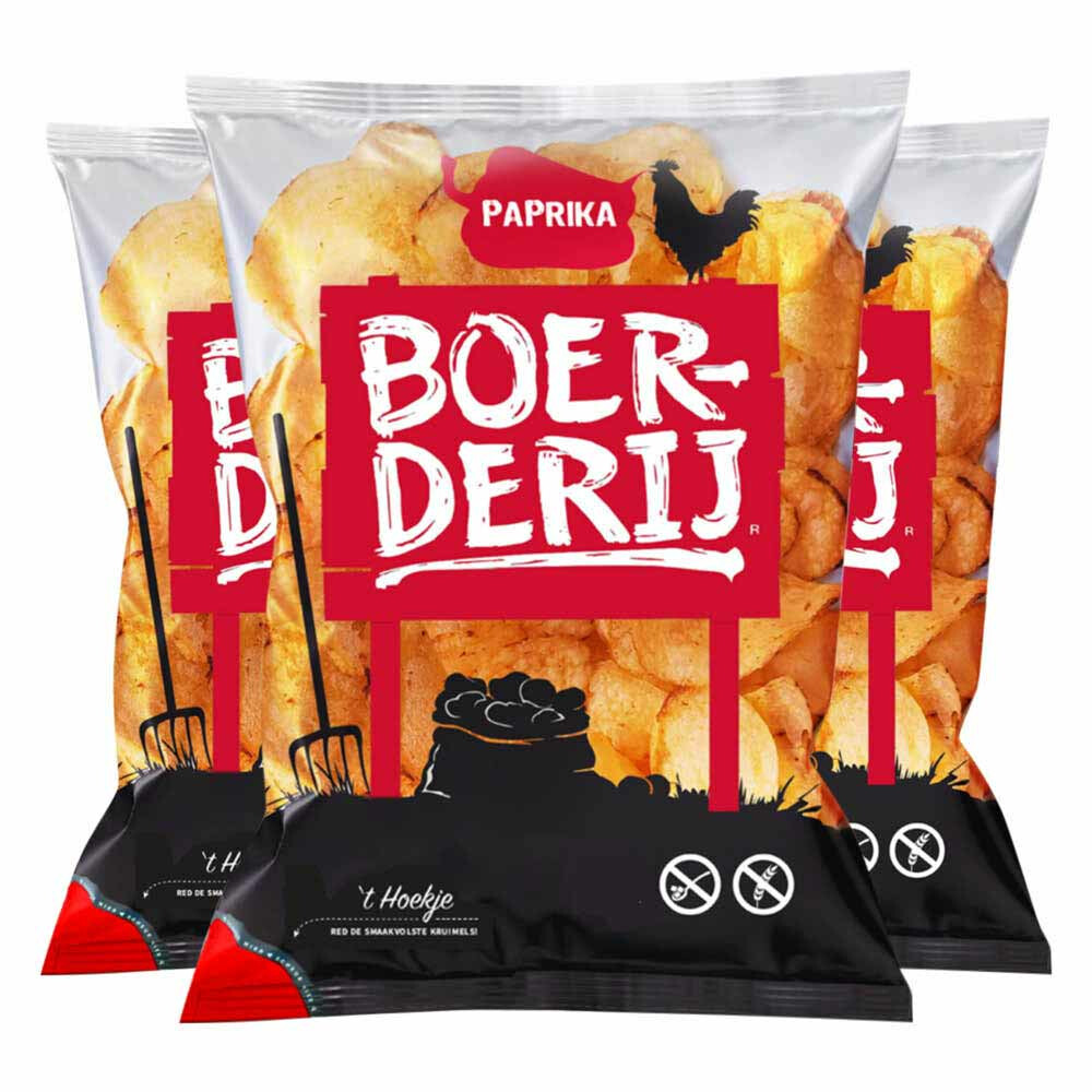 3x Boerderij Chips Paprika 190 gr