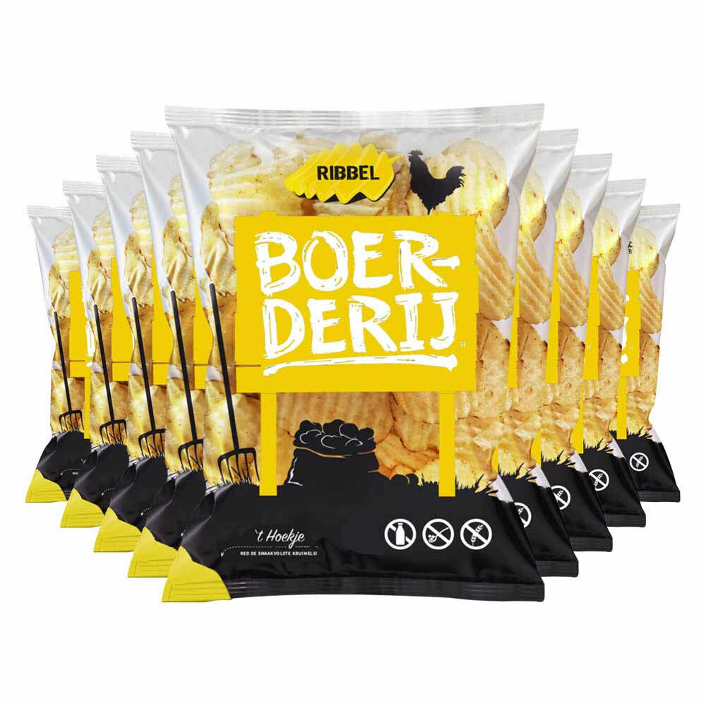 9x Boerderij Chips Zeezout Ribbel 190 gr