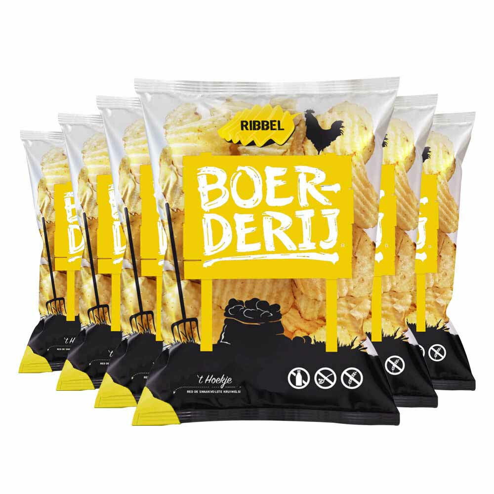 6x Boerderij Chips Zeezout Ribbel 190 gr