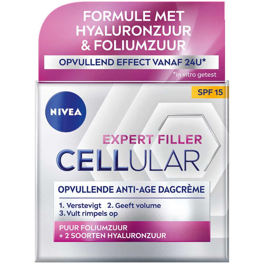 1+1 gratis1+1 gratis: Nivea Dagcreme Cellular Expert Filler Hyaluronzuur Anti-Age SPF 15 50 ml