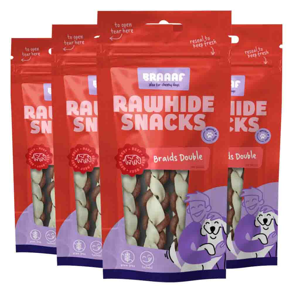 Braaaf 4x  Twister Double Hondensnack 12 cm 60 gr
