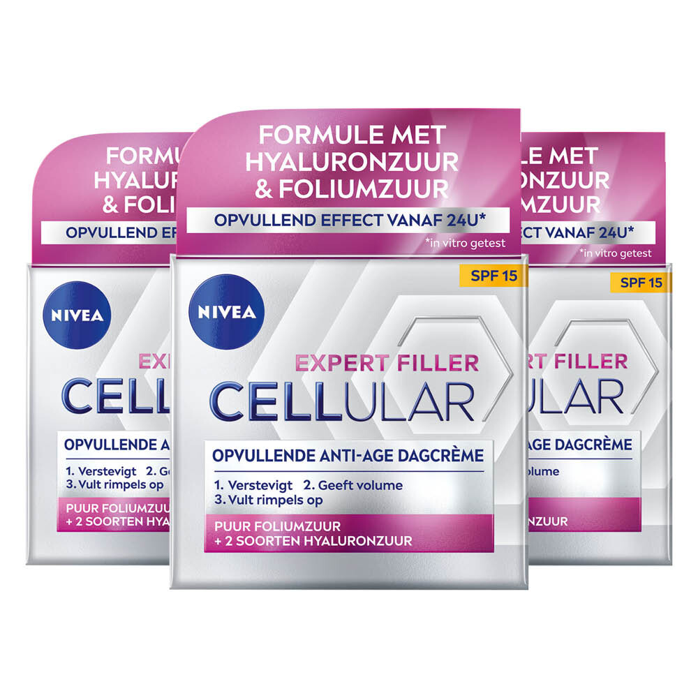 3x NIVEA Cellular Filler Dagcrème Anti-Age SPF 15 50 ml
