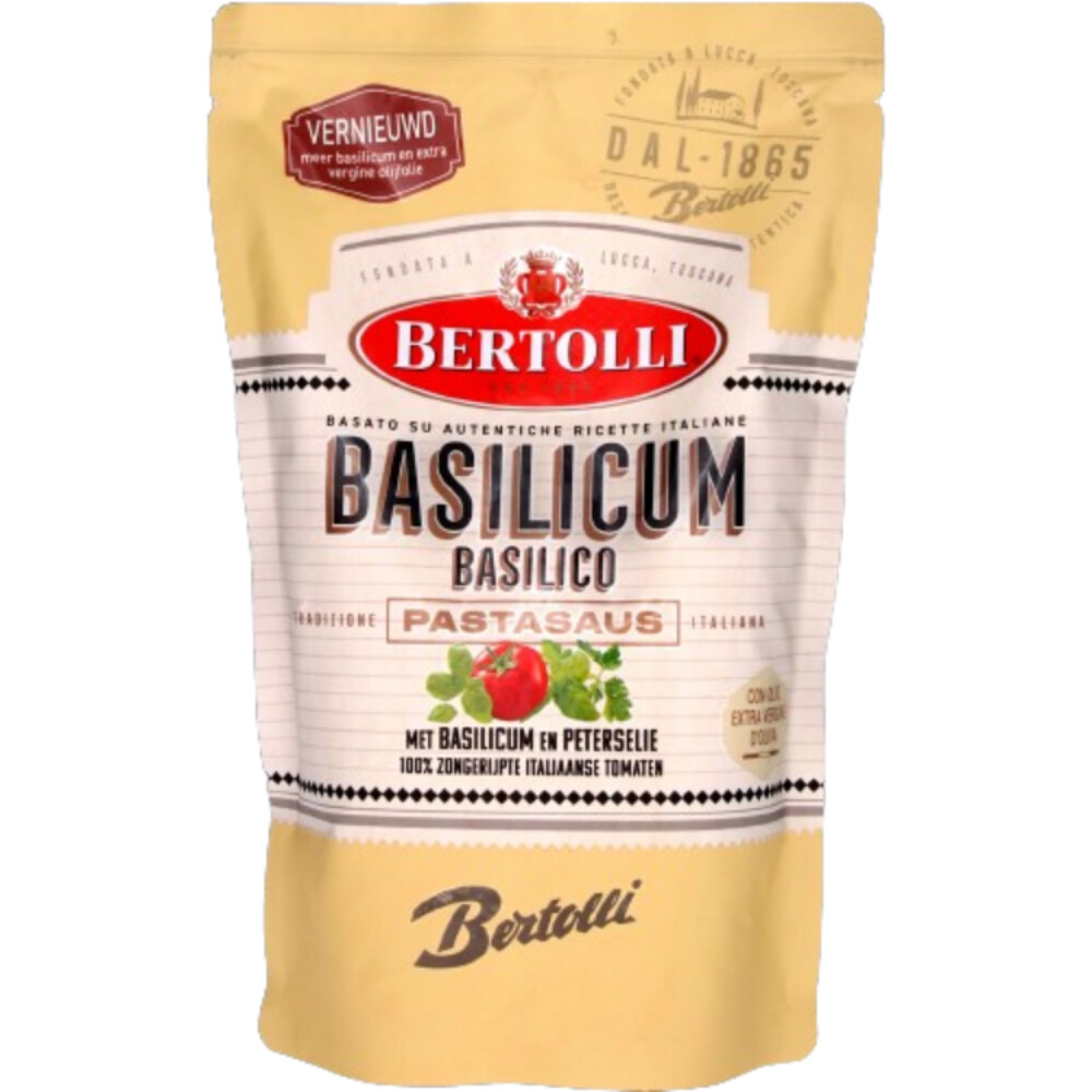 6x Bertolli Pastasaus Zak Basilicum Basilico 460 gr