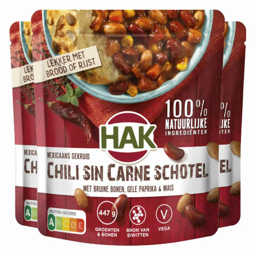 3x Hak Chili Sin Carne Schotel 550 gr