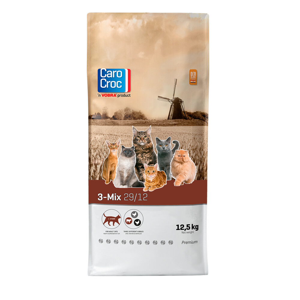 CaroCroc Kattenvoer 3-mix 12,5 kg