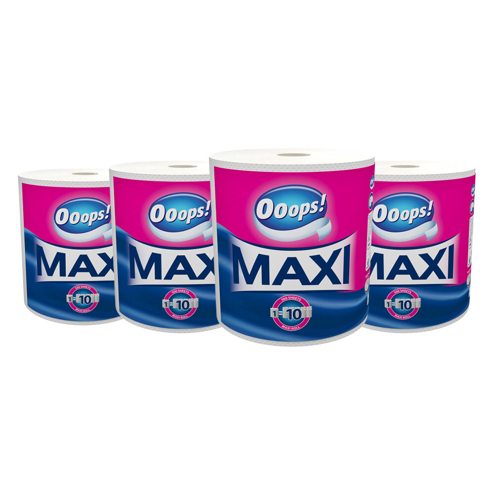 4x Ooops! Keukenpapier Maxi XXXL 500 vellen 2-laags