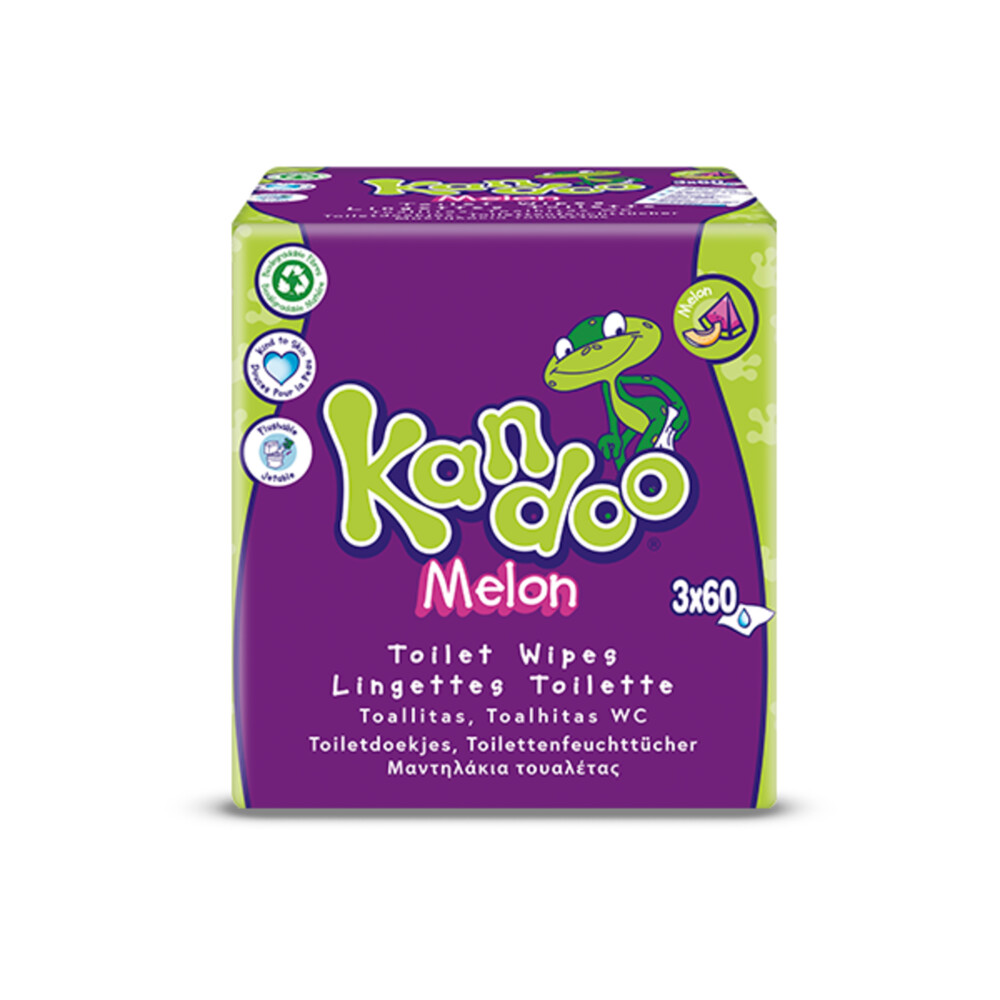 6x Kandoo Vochtige Toiletdoekjes Melon 3 x 60 stuks