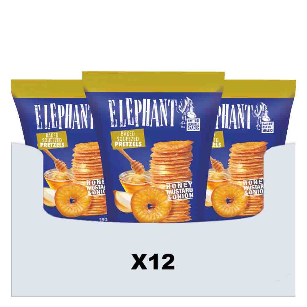 12x Elephant Pretzels Honing, Mosterd&Ui 160 gr