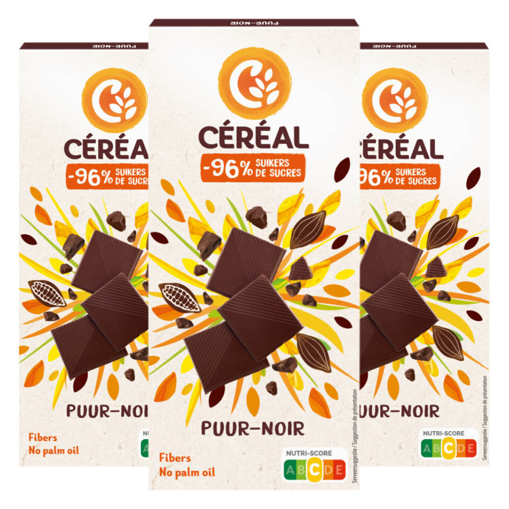 3x Céréal Chocolade Tablet Puur 80 gr