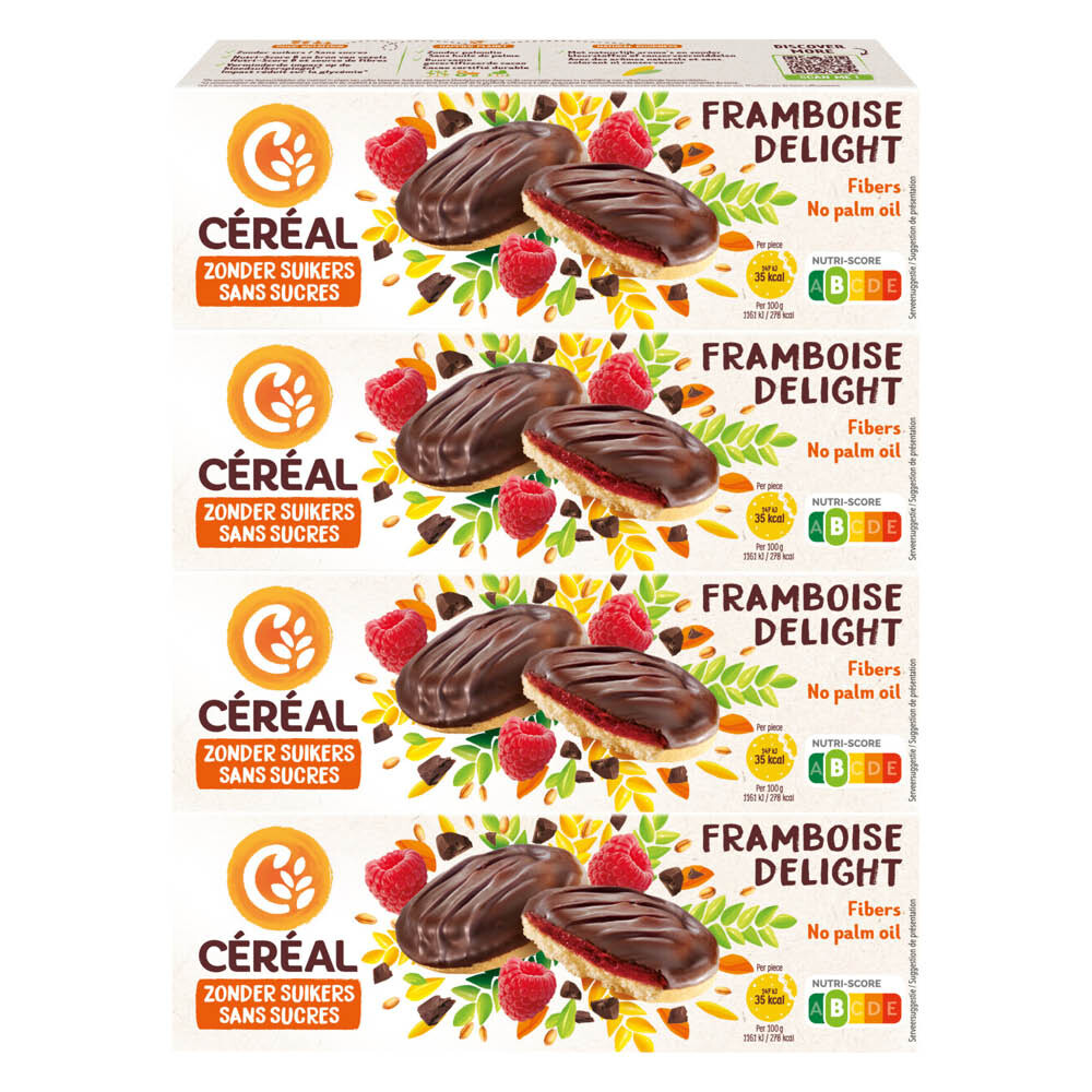4x Céréal Zachte Koekjes Framboos Delight 140 gr