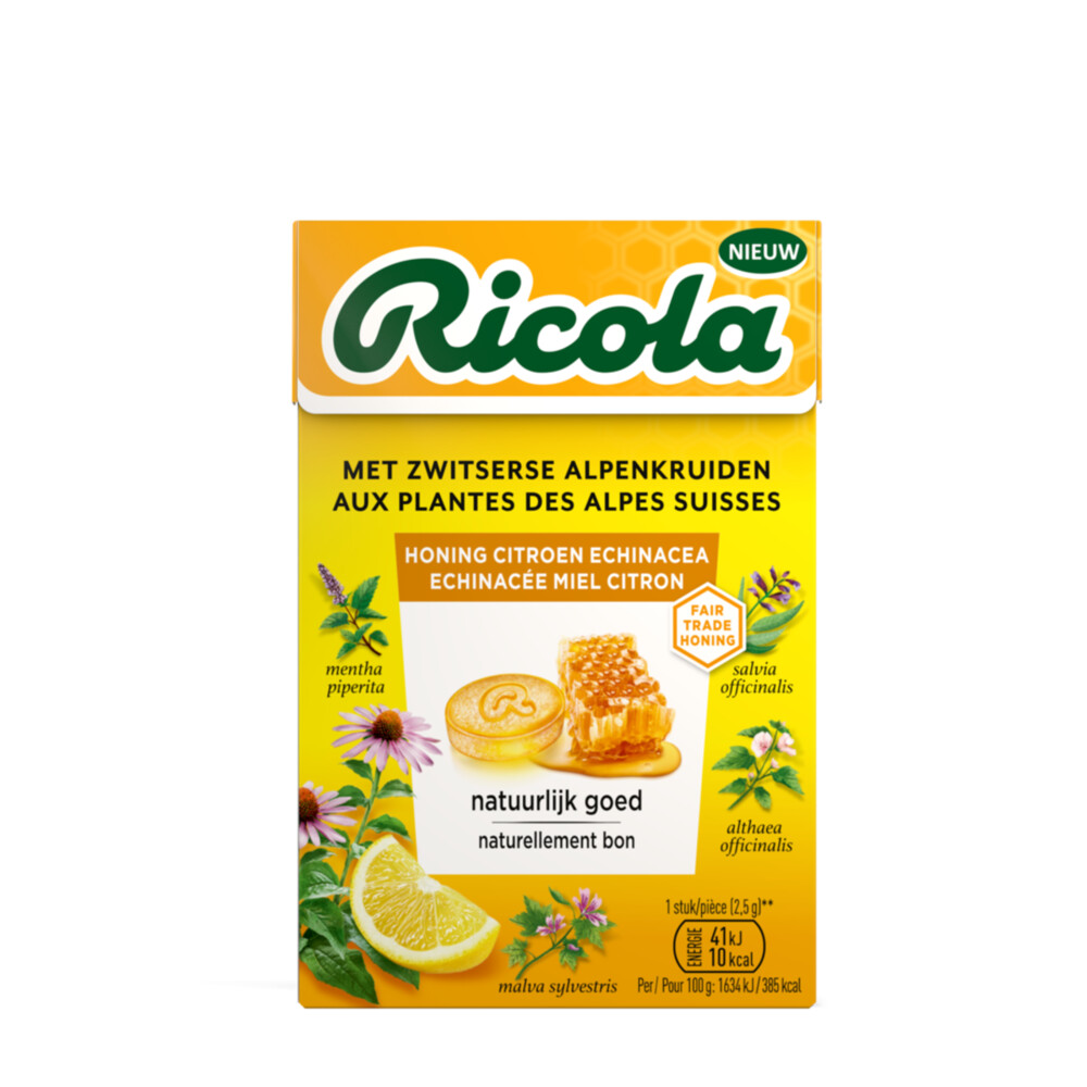 120x Ricola Keelpastilles Honing Citroen Echinacea Doosje 50 gr