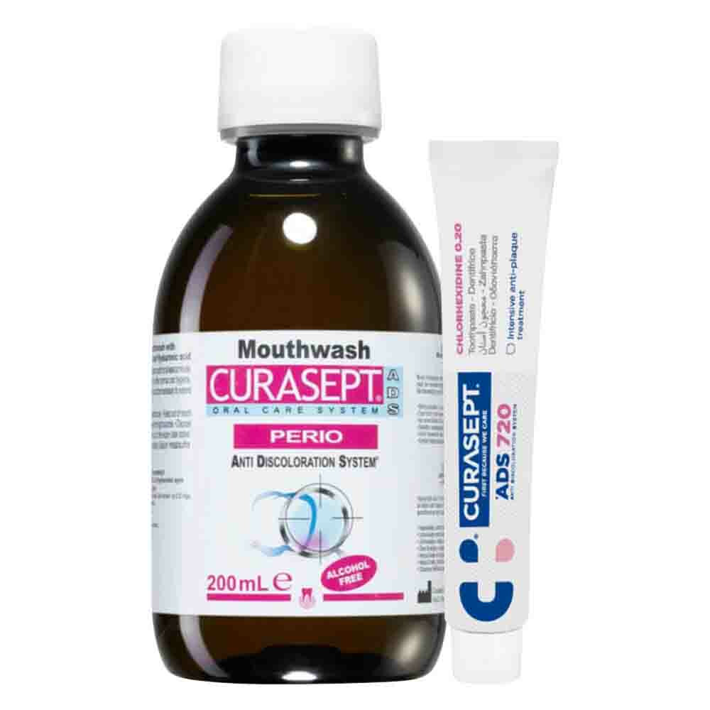 Curasept Perio Mondspoeling en 0,20% CHX Gel-Tandpasta Pakket