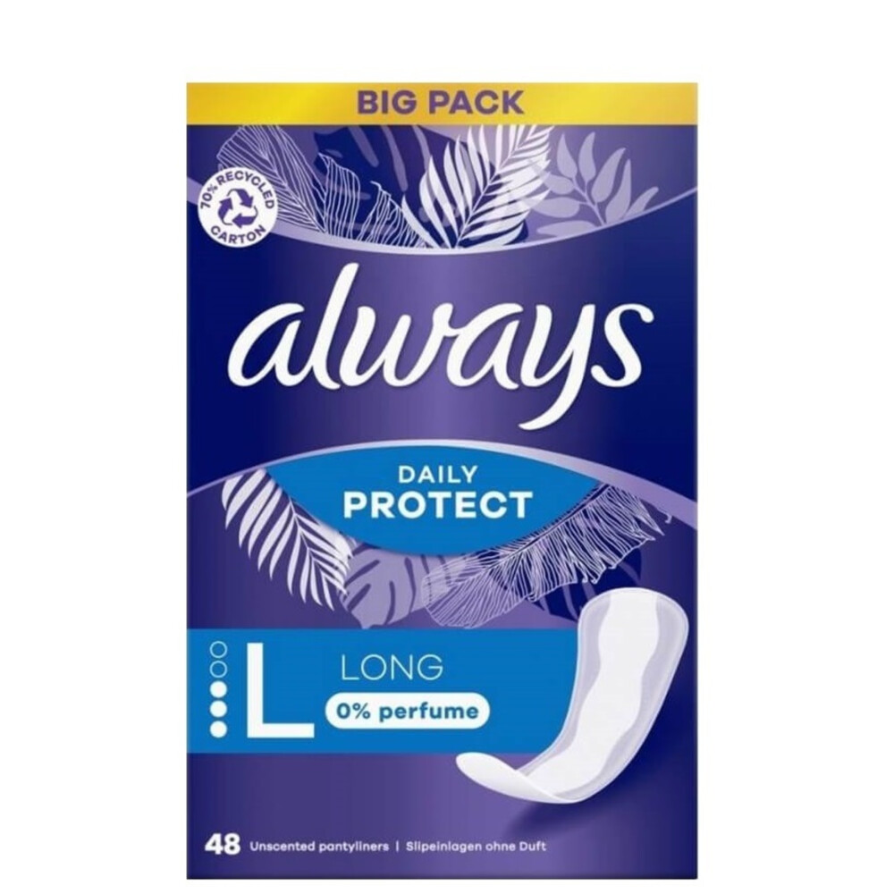 Always Daily Protect Inlegkruisjes Long 0% Perfume 48 stuks