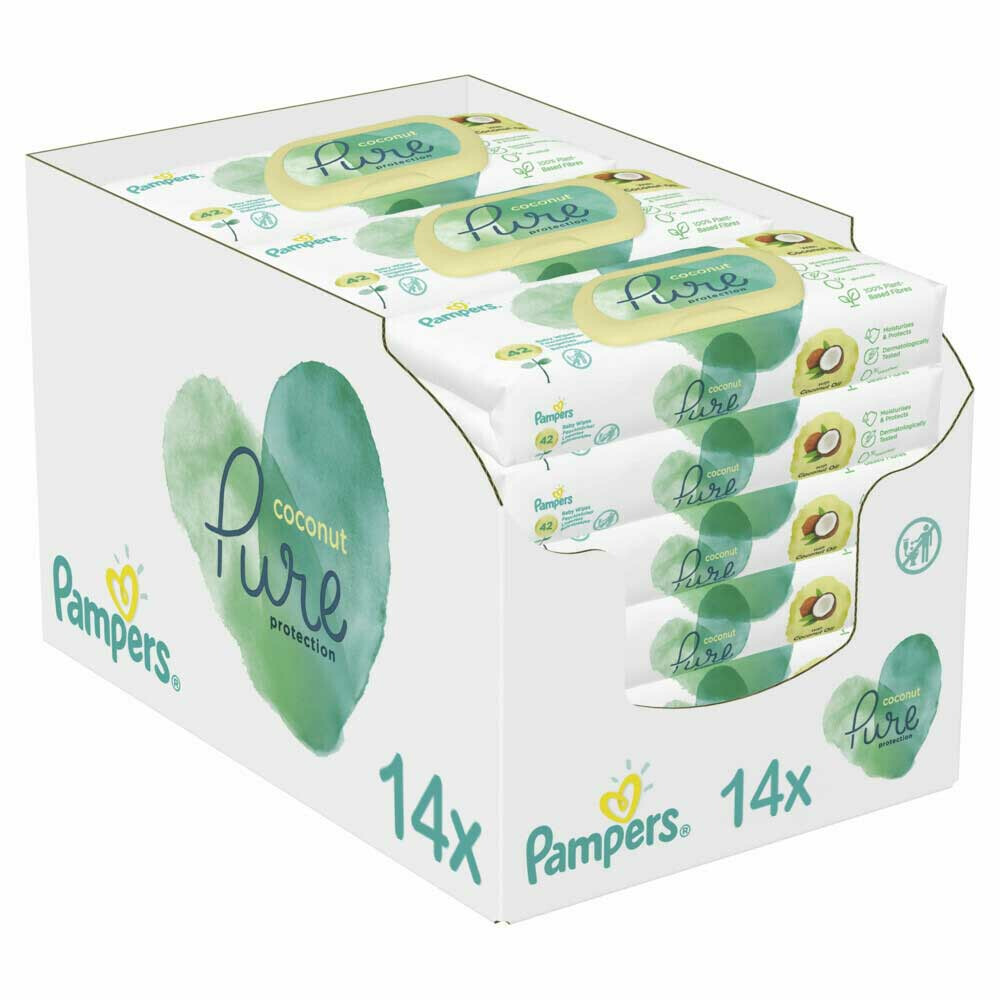 Pampers Billendoekjes Pure Protection Coconut Navulpak 14x44 = 616 doekjes