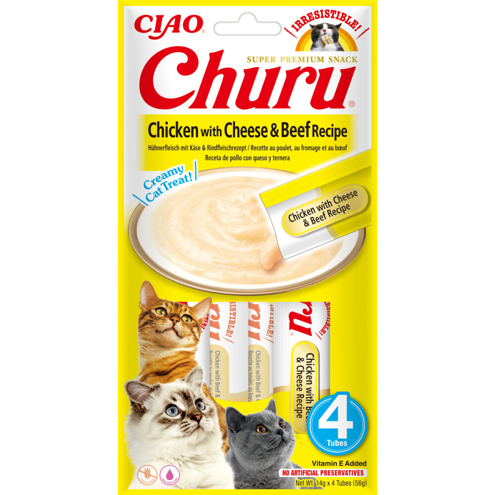 Ciao Churu Kattensnack Chicken&Beef&Cheese 4 x 14 gr