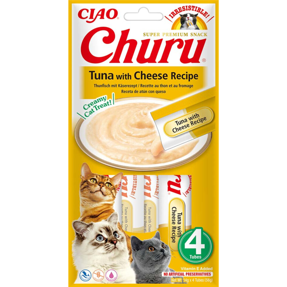 12x Ciao Churu Kattensnack Tuna&Cheese 4 x 14 gr