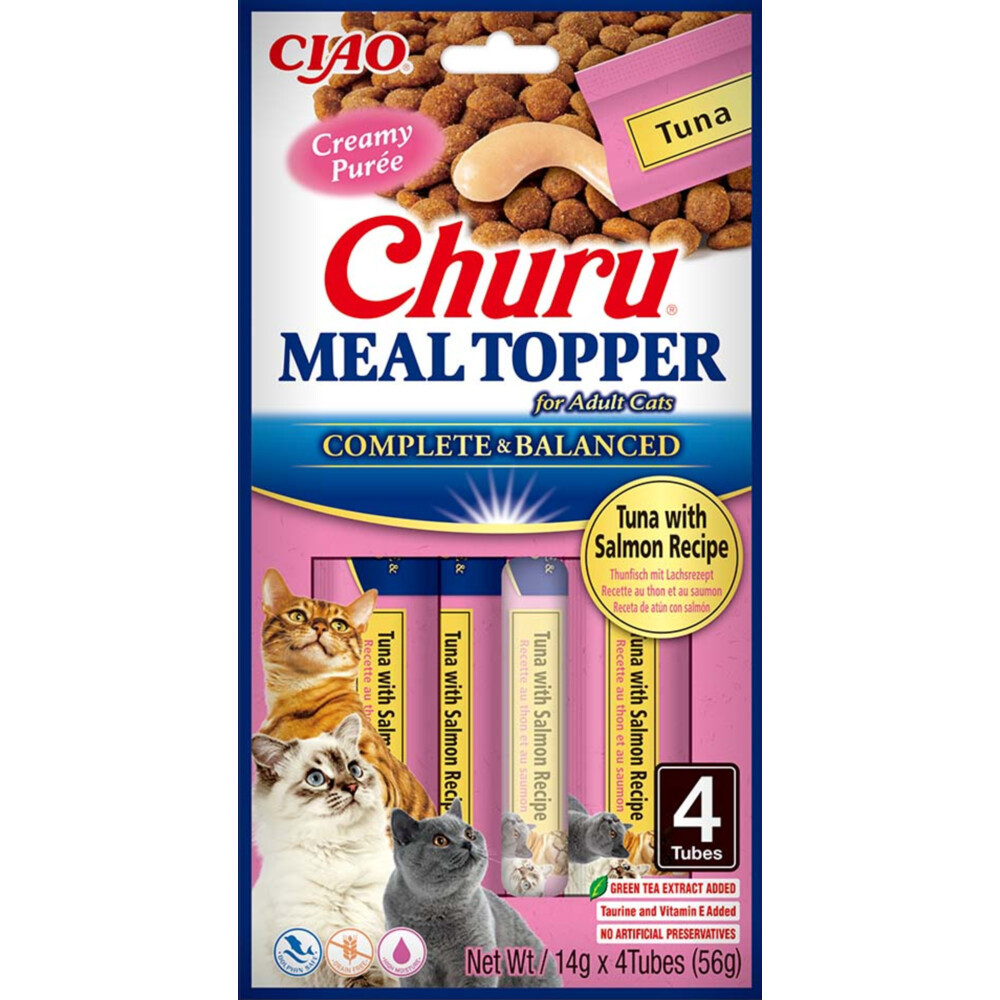 12x Ciao Churu Meal Topper Kattenvoer Tuna&Salmon 4 x 14 gr