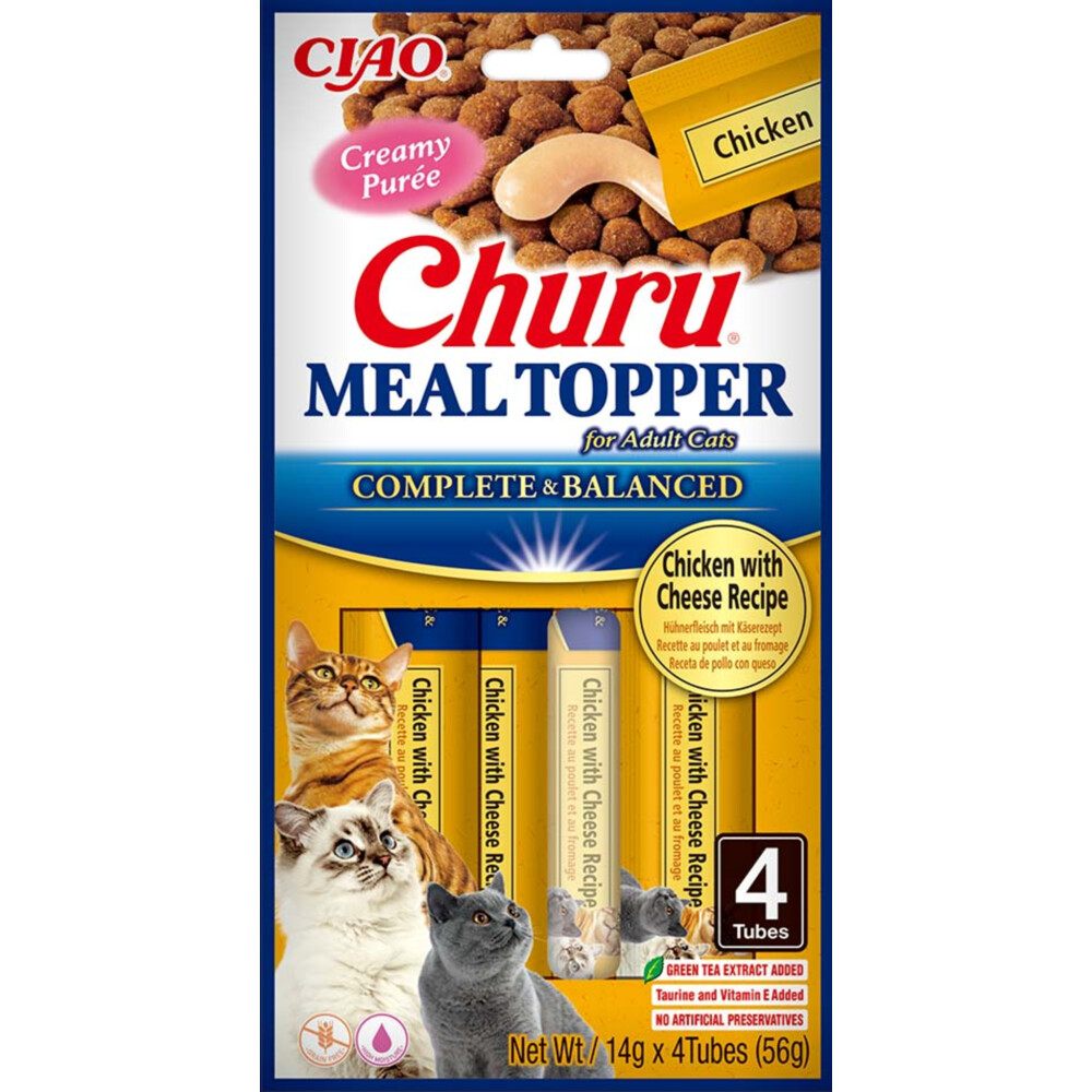 12x Ciao Churu Meal Topper Kattenvoer Chicken&Cheese 4 x 14 gr