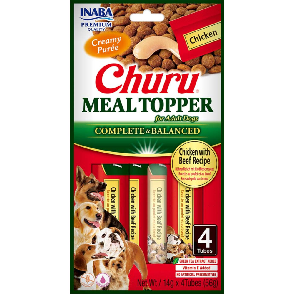 Inaba Churu Meal Topper Hondenvoer Chicken&Beef 4 x 14 gr