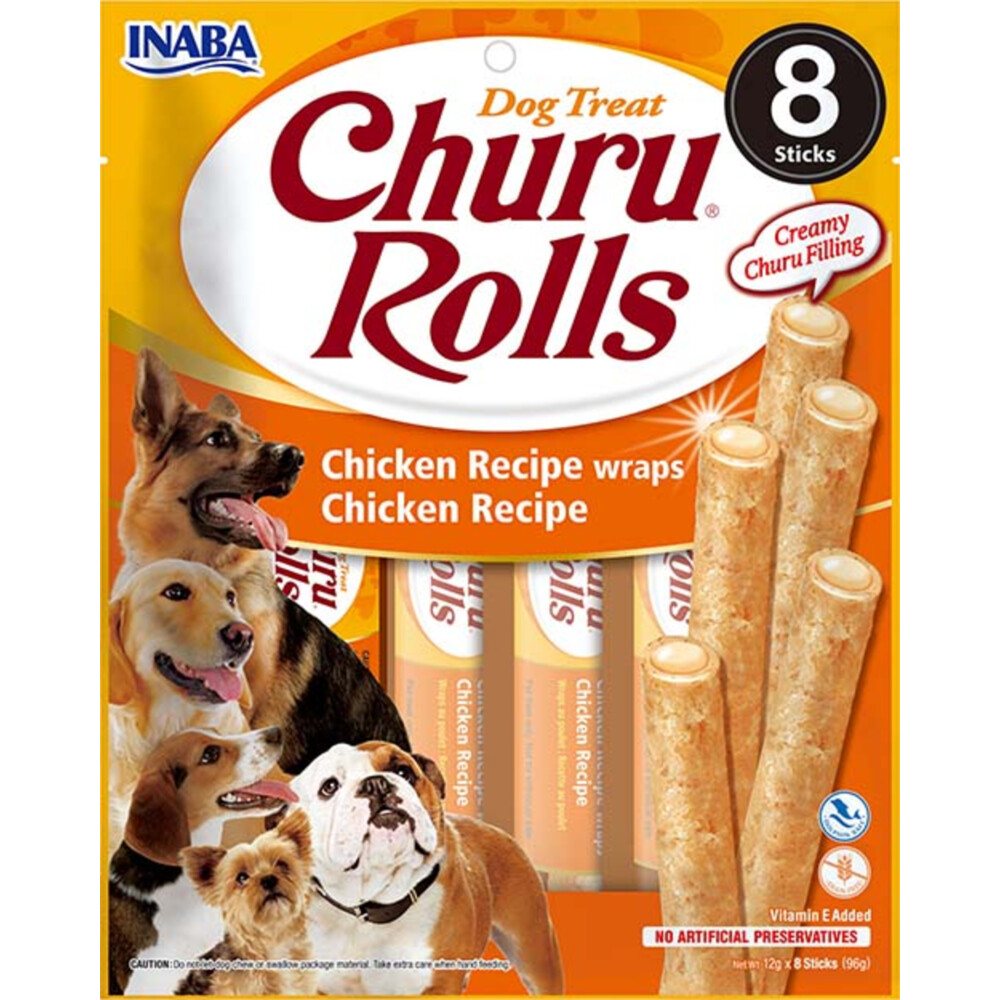 8x Inaba Churu Hondensnacks Rolls Chicken Wraps 8 x 20 gr