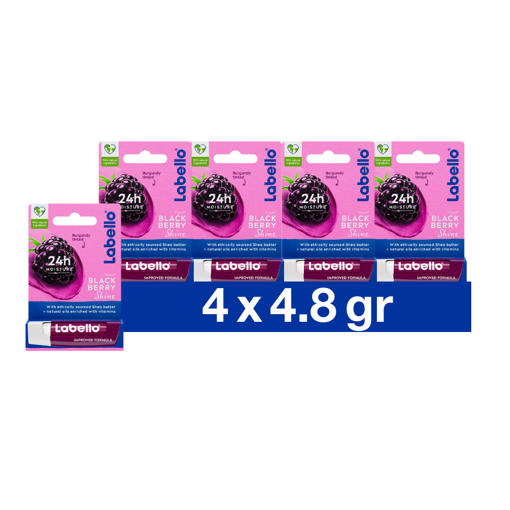 4x Labello Lippenbalsem Blister Blackberry Shine