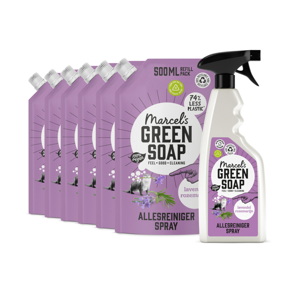 Marcel's Green Soap Allesreiniger Spray Lavendel&Rozemarijn + 6 Navullingen Pakket