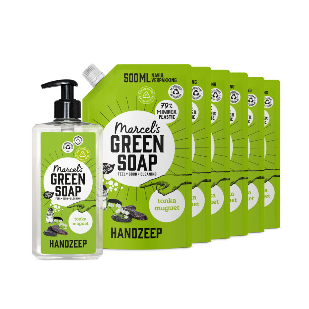 Marcel's Green Soap Handzeep Tonka&Muguet 500 ml + 6 Navullingen Pakket